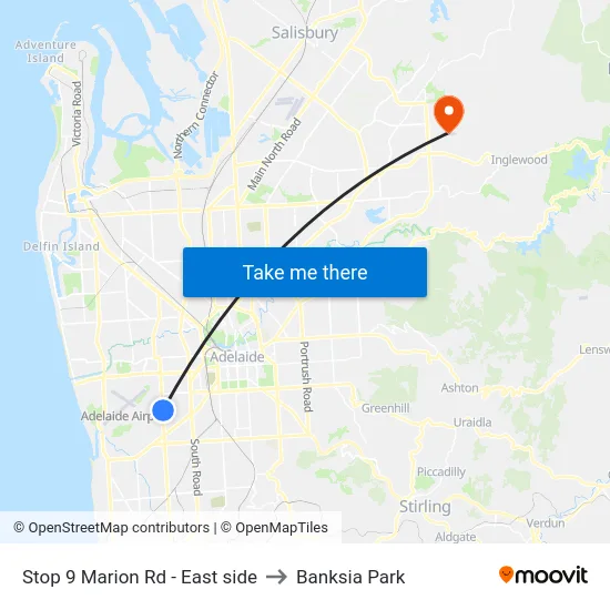 Stop 9 Marion Rd - East side to Banksia Park map