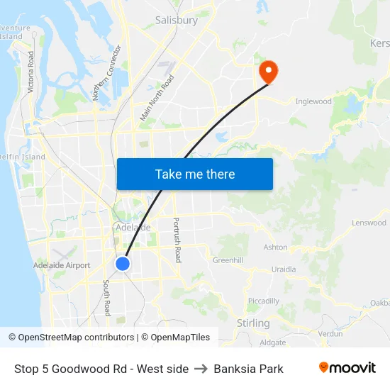 Stop 5 Goodwood Rd - West side to Banksia Park map