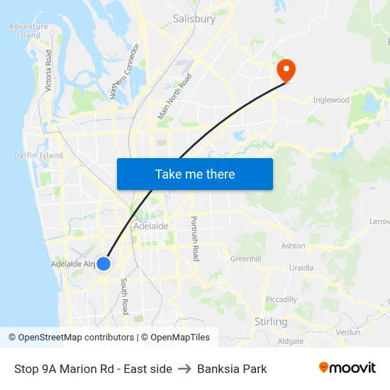 Stop 9A Marion Rd - East side to Banksia Park map