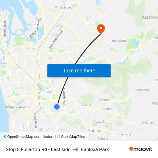 Stop 8 Fullarton Rd - East side to Banksia Park map