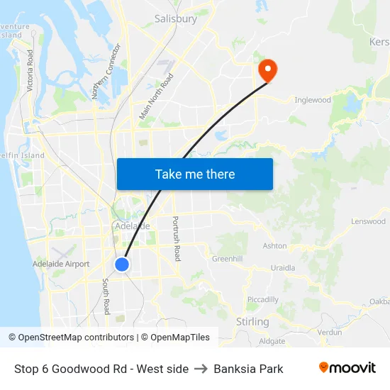 Stop 6 Goodwood Rd - West side to Banksia Park map