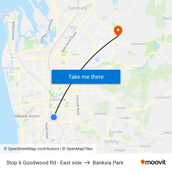 Stop 6 Goodwood Rd - East side to Banksia Park map