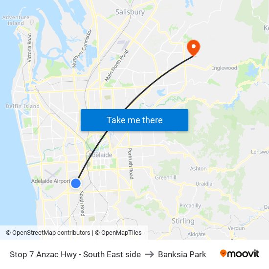 Stop 7 Anzac Hwy - South East side to Banksia Park map