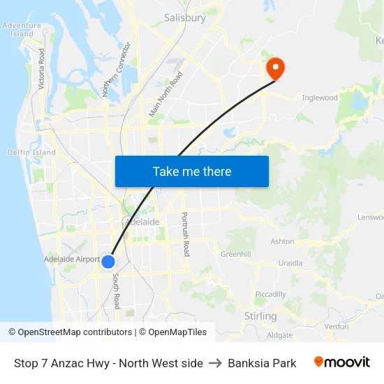 Stop 7 Anzac Hwy - North West side to Banksia Park map