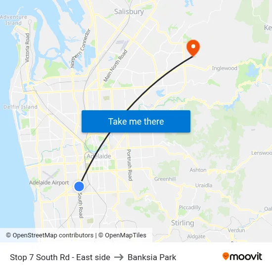 Stop 7 South Rd - East side to Banksia Park map