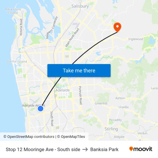 Stop 12 Mooringe Ave - South side to Banksia Park map