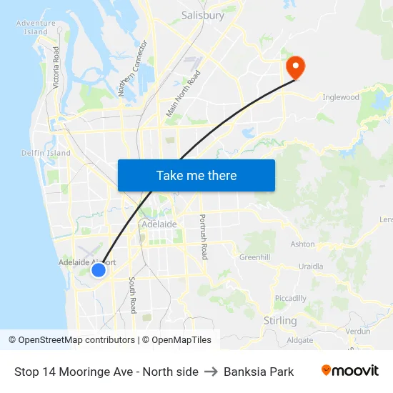 Stop 14 Mooringe Ave - North side to Banksia Park map