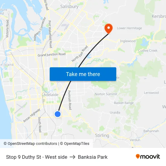 Stop 9 Duthy St - West side to Banksia Park map