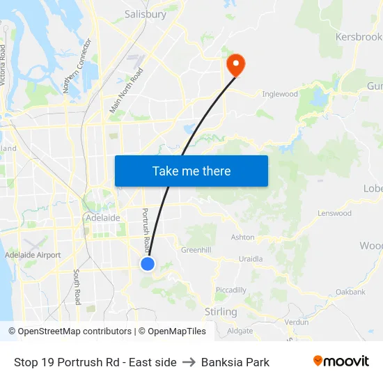 Stop 19 Portrush Rd - East side to Banksia Park map