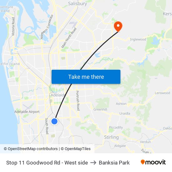 Stop 11 Goodwood Rd - West side to Banksia Park map