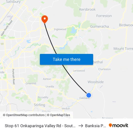 Stop 61 Onkaparinga Valley Rd - South side to Banksia Park map