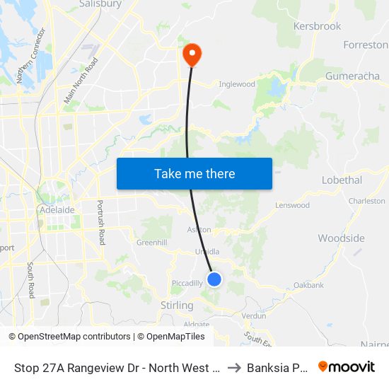 Stop 27A Rangeview Dr - North West side to Banksia Park map