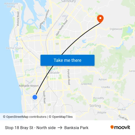 Stop 18 Bray St - North side to Banksia Park map