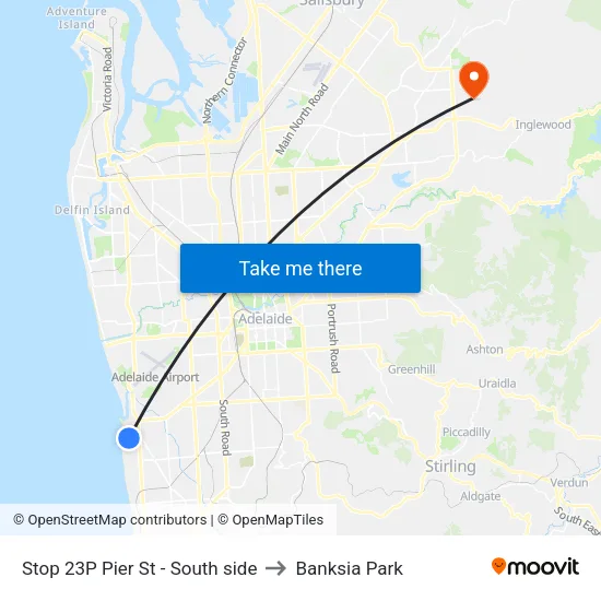 Stop 23P Pier St - South side to Banksia Park map