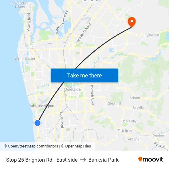 Stop 25 Brighton Rd - East side to Banksia Park map