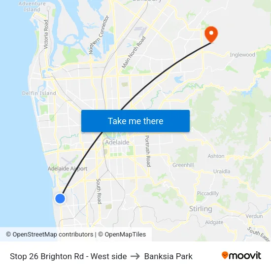 Stop 26 Brighton Rd - West side to Banksia Park map