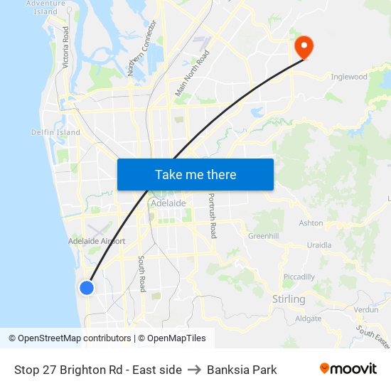 Stop 27 Brighton Rd - East side to Banksia Park map