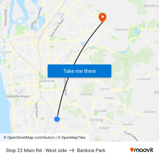 Stop 23 Main Rd - West side to Banksia Park map