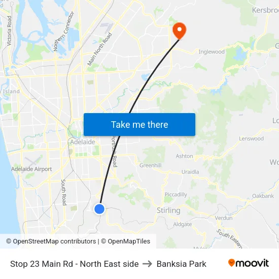 Stop 23 Main Rd - North East side to Banksia Park map