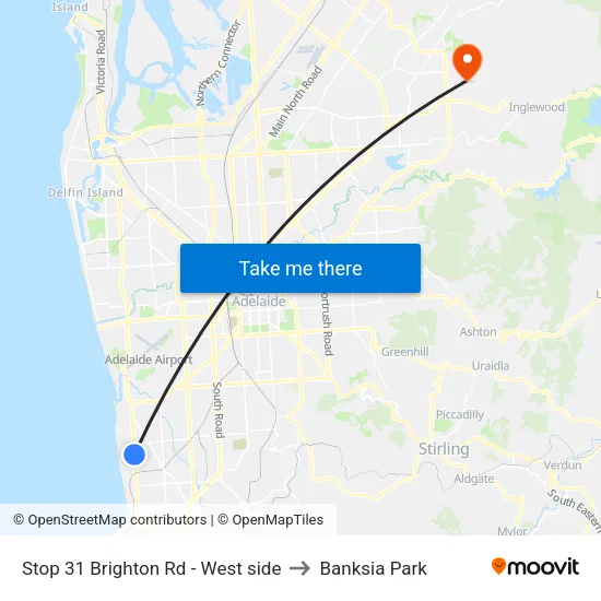 Stop 31 Brighton Rd - West side to Banksia Park map
