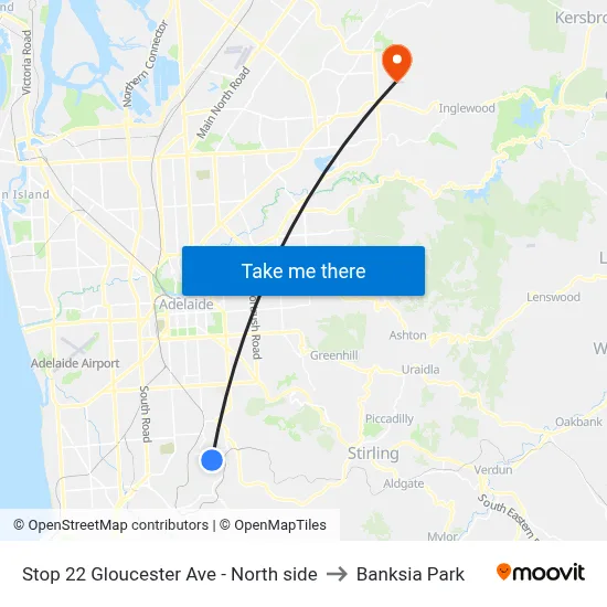 Stop 22 Gloucester Ave - North side to Banksia Park map
