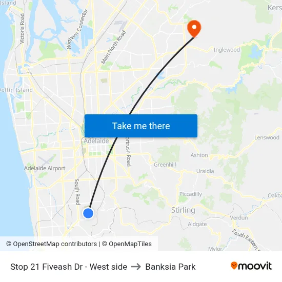 Stop 21 Fiveash Dr - West side to Banksia Park map