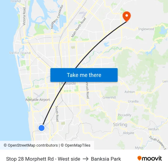 Stop 28 Morphett Rd - West side to Banksia Park map