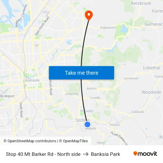 Stop 40 Mt Barker Rd - North side to Banksia Park map