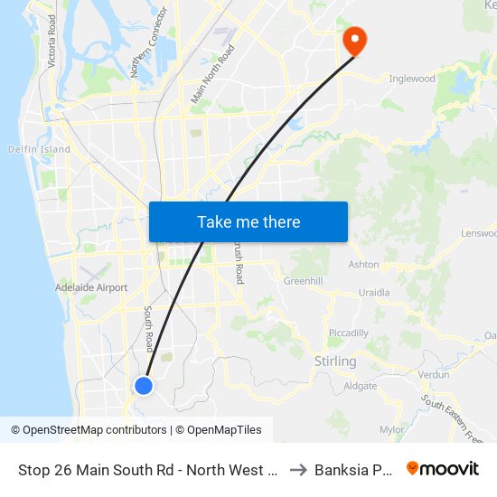 Stop 26 Main South Rd - North West side to Banksia Park map