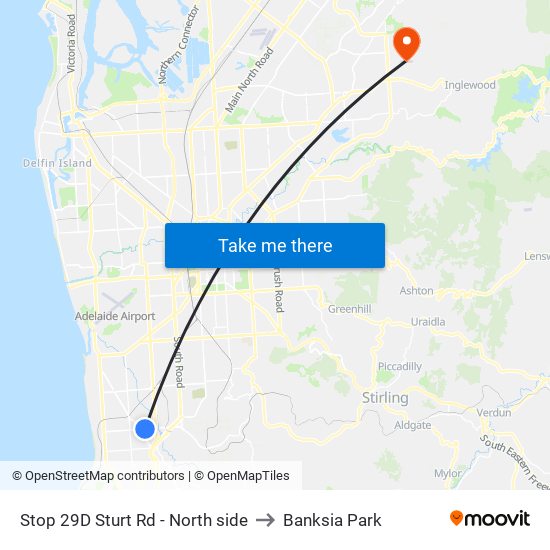 Stop 29D Sturt Rd - North side to Banksia Park map