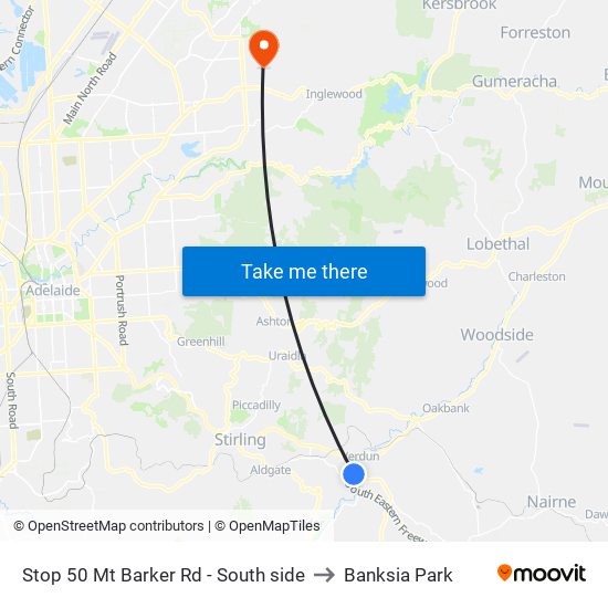 Stop 50 Mt Barker Rd - South side to Banksia Park map