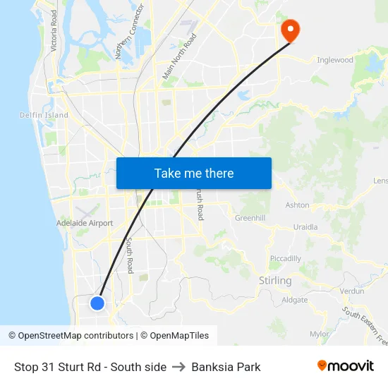 Stop 31 Sturt Rd - South side to Banksia Park map