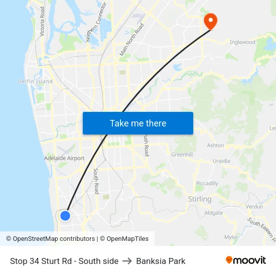 Stop 34 Sturt Rd - South side to Banksia Park map