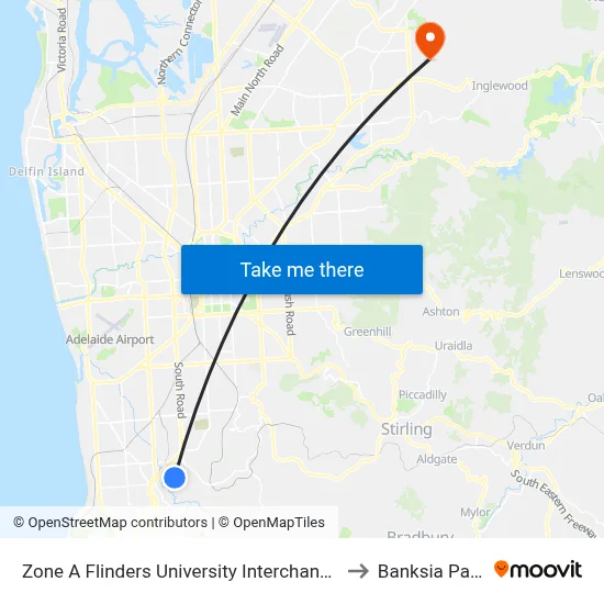 Zone A Flinders University Interchange to Banksia Park map