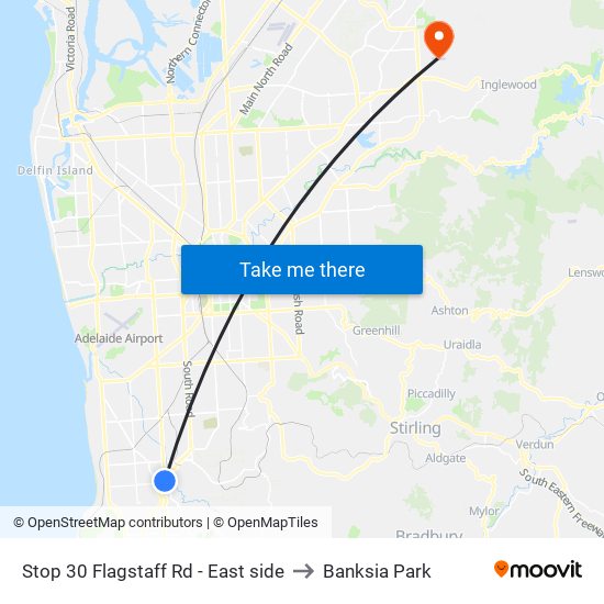 Stop 30 Flagstaff Rd - East side to Banksia Park map