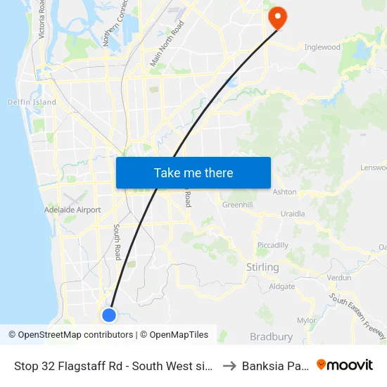 Stop 32 Flagstaff Rd - South West side to Banksia Park map