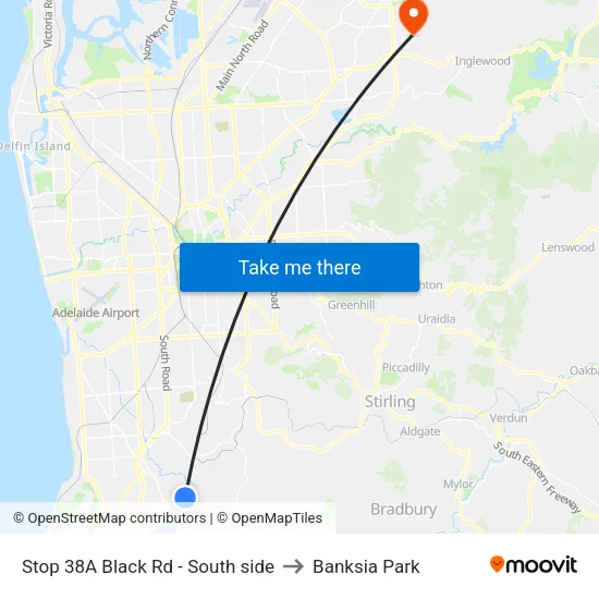 Stop 38A Black Rd - South side to Banksia Park map