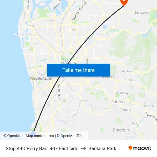 Stop 49D Perry Barr Rd - East side to Banksia Park map