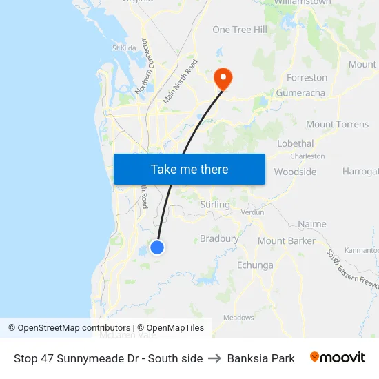 Stop 47 Sunnymeade Dr - South side to Banksia Park map
