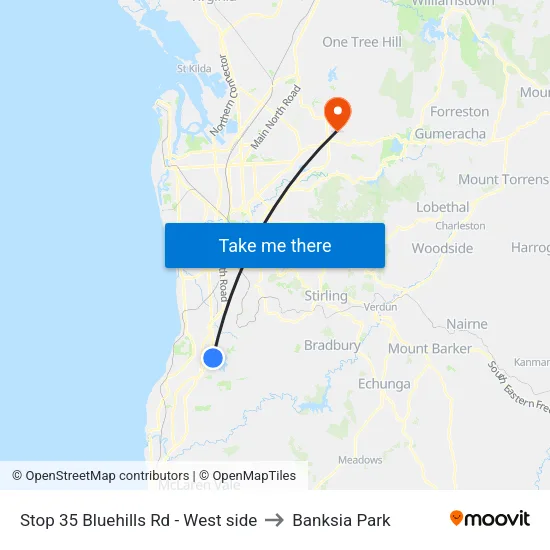 Stop 35 Bluehills Rd - West side to Banksia Park map