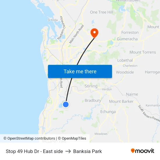 Stop 49 Hub Dr - East side to Banksia Park map