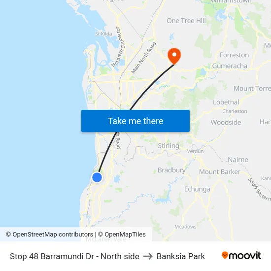 Stop 48 Barramundi Dr - North side to Banksia Park map