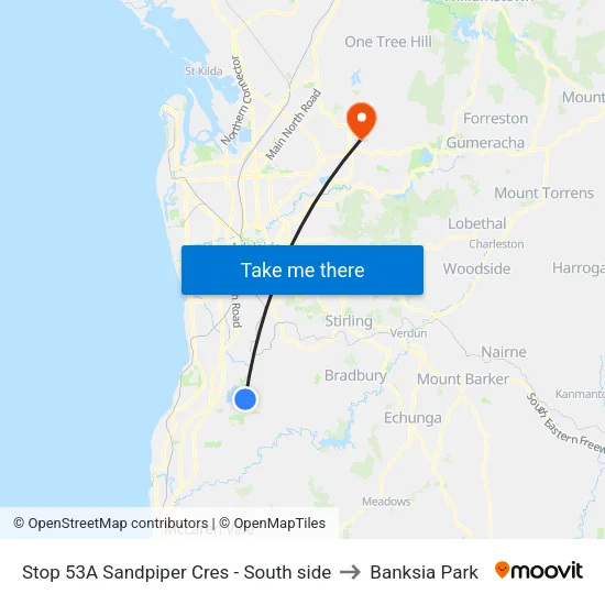 Stop 53A Sandpiper Cres - South side to Banksia Park map