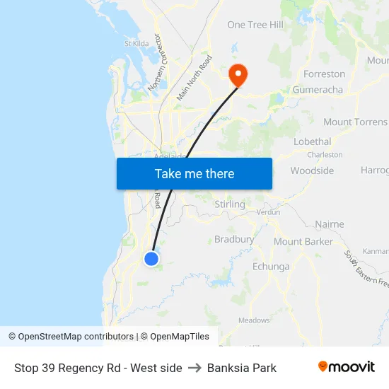 Stop 39 Regency Rd - West side to Banksia Park map