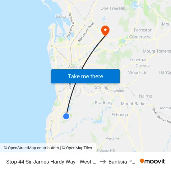 Stop 44 Sir James Hardy Way - West side to Banksia Park map
