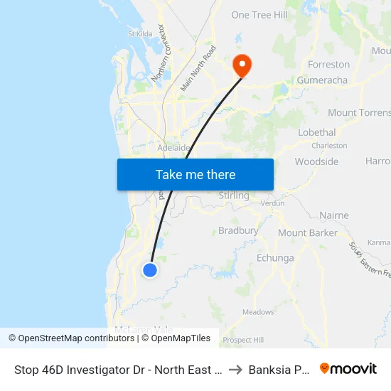 Stop 46D Investigator Dr - North East side to Banksia Park map
