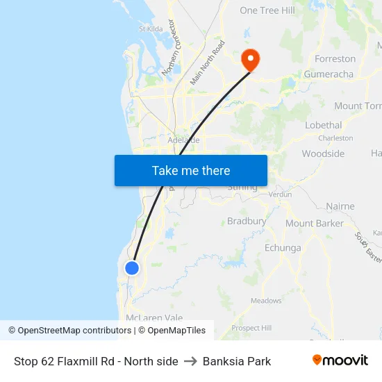 Stop 62 Flaxmill Rd - North side to Banksia Park map