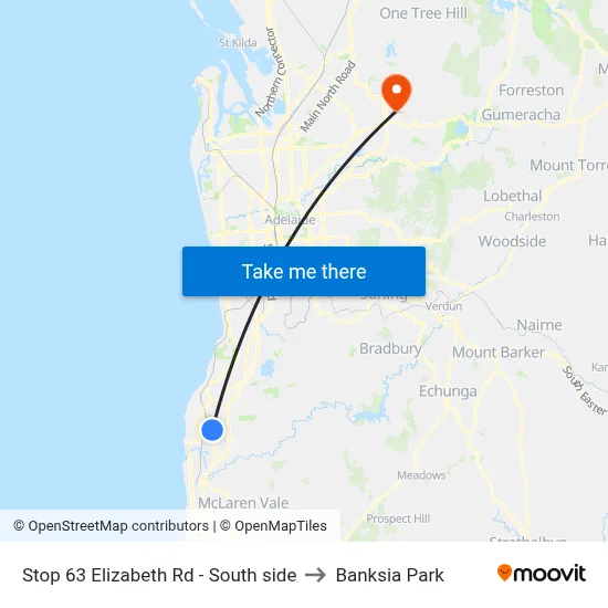 Stop 63 Elizabeth Rd - South side to Banksia Park map