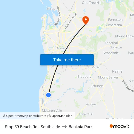 Stop 59 Beach Rd - South side to Banksia Park map