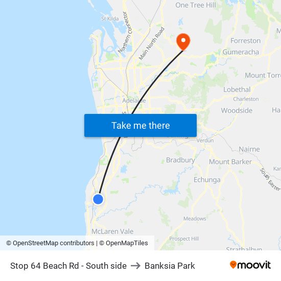 Stop 64 Beach Rd - South side to Banksia Park map